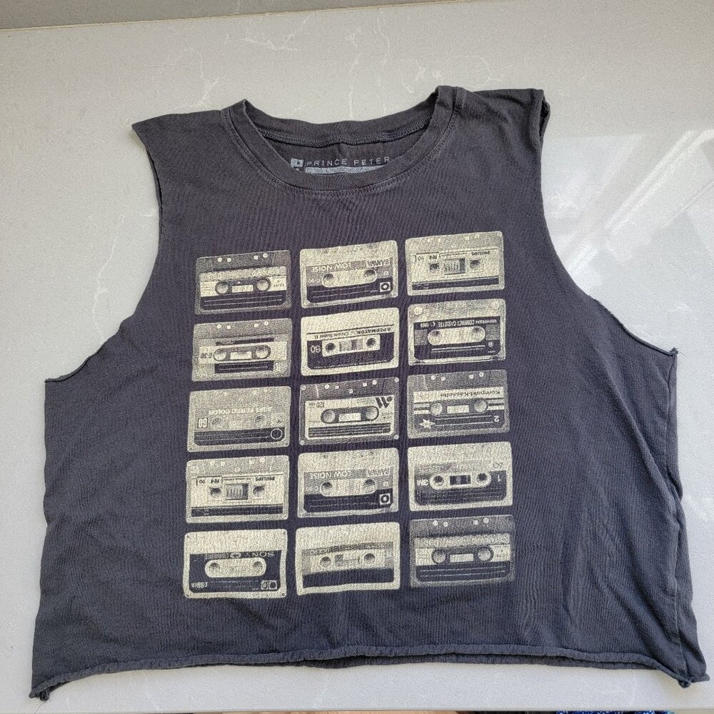 Cropped cassette print top